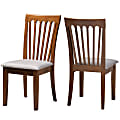 Baxton Studio Minette Fabric Dining Chairs, Gray/Walnut, Set Of 2 Dining Chairs