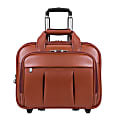 McKlein Damen Wheeled Leather Briefcase With 17" Laptop Pocket, Brown