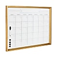 Kate and Laurel Calter Magnetic Framed Dry-Erase Calendar, Melamine, 21-1/4” x 27-1/2”, White, Gold Plastic Frame 1 thumbnail image