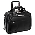 McKlein Chicago Wheeled Leather Laptop Case With Removable Briefcase, Black