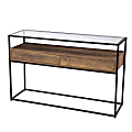 SEI Furniture Olivern Glass-Top Console Table, 30"H x 48"W x 14"D, Black/Natural/Clear