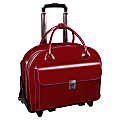 McKlein Glen Ellyn Italian Leather Briefcase With Front Key Lock, Red