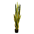 Nearly Natural Sansevieria 58”H Artificial Plant With Planter, 58”H x 10”W x 10”D, Green/Black