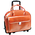 McKlein Glen Ellyn Italian Leather Briefcase With Front Key Lock, Orange