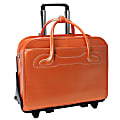 McKlein Willow Brook Leather Detachable-Wheeled Briefcase, Orange