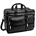 McKlein Clinton Detachable-Wheeled Leather Laptop Case, Black