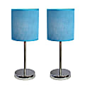 Simple Designs Mini Basic Table Lamp with Fabric Shade, 11"H, Blue/Chrome, 2pk 1 thumbnail image