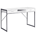 Monarch Specialties 48"W Computer Desk With Drawers, White/Silver