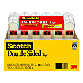 Scotch® Double-Sided Tape, 1/2" x 500", Clear, Pack Of 6 Rolls
