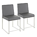 LumiSource High-Back Fuji Dining Chairs, Silver/Gray, Set Of 2 Chairs