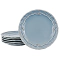 Modern Southern Home Capri 6-Piece Stoneware Embossed Dessert Plate Set, 9”, Blue 1 thumbnail image