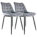 Elama Velvet Tufted Chairs, Gray/Black, Set Of 2 Chairs