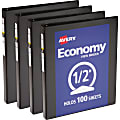 Avery® Economy View Binder, 1/2" Ring, 8 1/2" x 11", Black, Pack Of 4