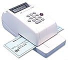 MAX USA Electronic Check Writer, 10-Digit, 3 13/16" x 4 7/16" x 9 1/8", Gray/Platinum