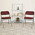 Flash Furniture HERCULES Series Premium Curved Triple Braced & Hinged Fabric Upholstered Metal Folding Chairs, Burgundy, Set Of 2 Chairs 1 thumbnail image