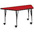 Flash Furniture Mobile Height Adjustable HP Laminate Trapezoid Activity Table, 25-1/2”H x 22-1/2''W x 45''L, Red