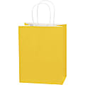 Partners Brand Buttercup Tinted Shopping Bags 8" x 4 1/2" x 10 1/4", Case of 250