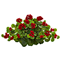 Nearly Natural Geranium Ledge 12”H Artificial Plant, 12”H x 24”W x 8”D, Red/Green