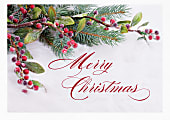 Custom Full-Color Holiday Cards With Envelopes, 7" x 5", Frosted Berries, Box Of 25 Cards