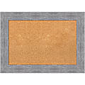 Amanti Art Rectangular Non-Magnetic Cork Bulletin Board, Natural, 29” x 21”, Bark Rustic Gray Plastic Frame