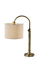 Adesso Simpleee Barton Task Table Lamp, Adjustable, 32”H, Oatmeal Linen Shade/Antique Brass Base