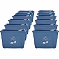 Genuine Joe 14-Gallon Recycling Bin - 14 gal Capacity - Rectangular - Durable, Lightweight - 14.5" Height x 19.5" Width x 15.4" Depth - Plastic - Blue - 12 / Carton 1 thumbnail image