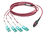 Eaton Tripp Lite Series 40G MTP/MPO to 4xLC Fan-Out OM4 Plenum-Rated Fiber Optic Cable, 40GBASE-SR4, Push/Pull Tabs, Magenta, 2 m - Patch cable - MTP/MPO multi-mode (M) to LC multi-mode (M) - 2 m - fiber optic - OM4 - plenum - magenta