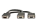 Tripp Lite 1ft VGA Monitor Y Splitter Cable HD15 M/2xF 1' - VGA splitter - HD-15 (VGA) (F) to HD-15 (VGA) (M) - 1 ft - molded - gray