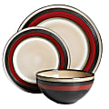 Gibson Elite Everston 12-Piece Single-Ring Design Dinnerware Set, Red 1 thumbnail image