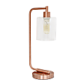 Lalia Home Modern Iron Desk Lamp, 19"H, Rose Gold/Clear
