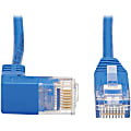 Tripp Lite Cat6 Ethernet Cable Down Right Angled Slim Molded M/M Blue 3ft - First End: 1 x RJ-45 Male Network - Second End: 1 x RJ-45 Male Network - 1 Gbit/s - Patch Cable - Gold Plated Contact - 28 AWG - Blue 1 thumbnail image