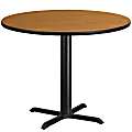 Flash Furniture Round Hospitality Table With X-Style Base, 31-3/16"H x 42"W x 42"D, Natural