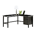 Realspace® Lake Point 56”W L-Shaped Corner Desk With 56”W Return, Black 1 thumbnail image