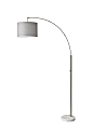 Adesso® Bowery Arc Floor Lamp, 73 1/2"H, Gray Shade/White Base 1 thumbnail image