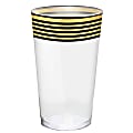 Amscan Stripe Premium Plastic Tumblers, 16 Oz, Black/Metallic Gold, 16 Tumblers Per Pack, Case Of 2 Packs 1 thumbnail image