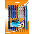 BIC BU3 Grip Retractable Ballpoint Pens, Medium Point, 1.0 mm, Assorted Barrel Colors, Assorted Fashion Ink Colors, Pack Of 18 Pens