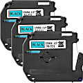 Brother® P-touch Nonlaminated M Series Tape Cartridge, 1/2"W x 26 1/5'L , Rectangle, Blue, Black, 3 Per Bundle 1 thumbnail image