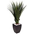 Nearly Natural 4-1/2'H Spiked Agave Artificial Plant With Planter, Black/Green 1 thumbnail image