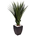 Nearly Natural 4-1/2'H Spiked Agave Artificial Plant With Planter, Black/Green