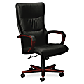 HON® Topflight™ Ergonomic Bonded Leather Executive High-Back Chair, Black/Mahogany 1 thumbnail image