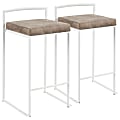 LumiSource Fuji Stacker Contemporary Counter Stools, Brown Cowboy Seat/White Frame, Set of 2 Stools 1 thumbnail image