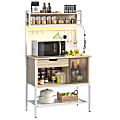 Bestier Bakers Rack With Cabinet And Drawer, 5-Tier, 58”H x 33”W x 16”D, Oak