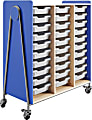 Safco® Whiffle Triple-Column 30-Drawer Rolling Storage Cart, 48"H x 43-1/4"W x 19-3/4"D, Spectrum Blue