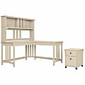 Bush® Furniture Salinas 60"W L-Shaped Writing Desk With Hutch And Mobile File Cabinet, Antique White, Standard Delivery 1 thumbnail image