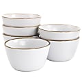 Elama Arthur 6-Piece Stoneware Bowl Set, Matte White/Gold 1 thumbnail image