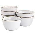 Elama Arthur 6-Piece Stoneware Bowl Set, Matte White/Gold