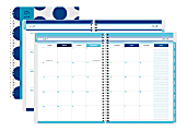 Office Depot® Brand Weekly/Monthly Academic Planner, 8 1/2" x 11", Blue Nautical Dot, July 2018 To June 2019