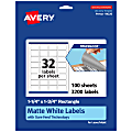 Avery® TrueBlock® Labels With Sure Feed®, 94226-TWMP100, Rectangle, 1-1/4" x 1-3/4", Matte White, Pack Of 3200 1 thumbnail image