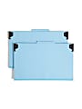 Smead® Hanging Pressboard Classification Folder With SafeSHIELD® Coated Paper Fastener, 2 Dividers, Legal Size, 50% Recycled, Blue 1 thumbnail image