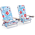 ALPHA CAMP Folding Beach Chairs With Towel Bar, Flower, Set Of 2 Chairs 1 thumbnail image